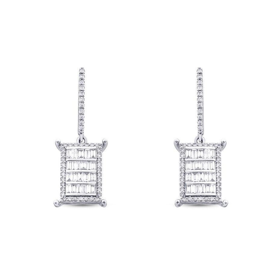 0.90 Carat Diamond Baguette Earrings