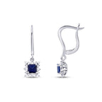 0,80 Carat Diamond Square Sapphire Earrings