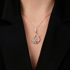 0.62 Carat Diamond Baguette Flower Necklace