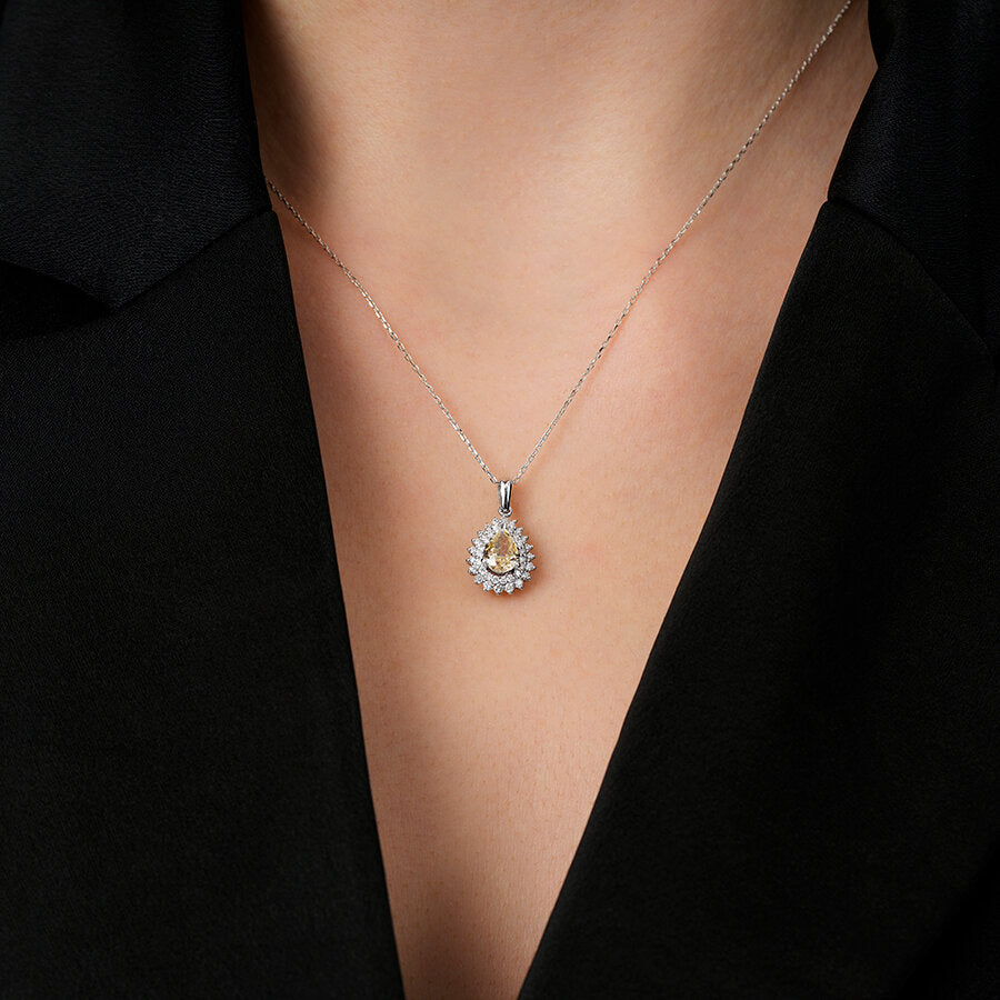 1,81 Carat Diamond Fancy Pear Necklace