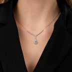 0,98 Carat Diamond Blue Topaz Baguette Necklace