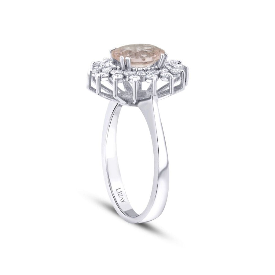 1.64 Carat Diamond Morganite Ring