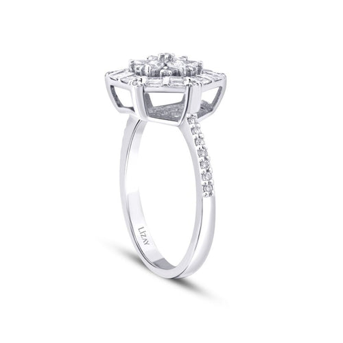 0.43 Carat Diamond Baguette Flower Ring