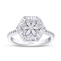 0,43 Carat Diamond Baguette Flower Ring