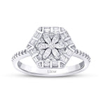 0,43 Carat Diamond Baguette Flower Ring