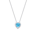 0,61 Carat Diamond Blue Topaz Heart Necklace