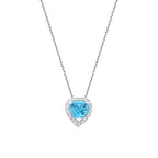 0,61 Carat Diamond Blue Topaz Heart Necklace
