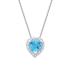 0,61 Carat Diamond Blue Topaz Heart Necklace
