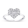 0,10 Carat Diamond Baguette Heart Ring