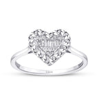 0,10 Carat Diamond Baguette Heart Ring