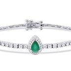 2,45 Carat Diamond Pear Emerald Bracelet