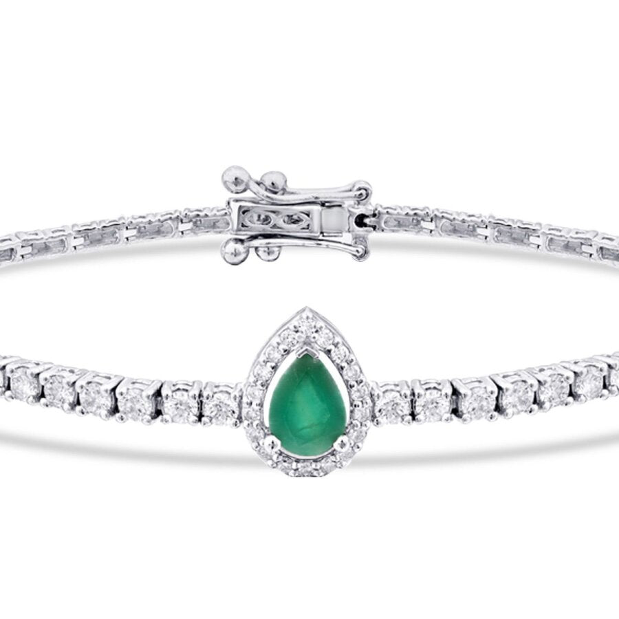 2,45 Carat Diamond Pear Emerald Bracelet