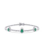 2,45 Carat Diamond Pear Emerald Bracelet