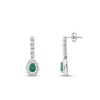 1,40 Carat Diamond Pear Emerald Earrings