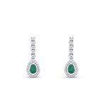1,40 Carat Diamond Pear Emerald Earrings