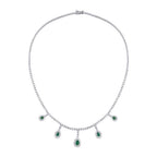 5,80 Carat Diamond Pear Emerald Necklace