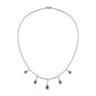 5,80 Carat Diamond Pear Emerald Necklace