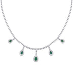 5,80 Carat Diamond Pear Emerald Necklace
