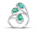 2,35 Carat Diamond Pear Emerald Ring