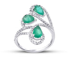 2,35 Carat Diamond Pear Emerald Ring