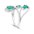 2,35 Carat Diamond Pear Emerald Ring