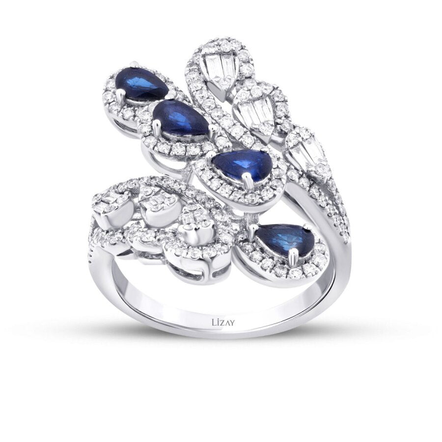 2,07 Carat Diamond Pear Sapphire Trend Ring
