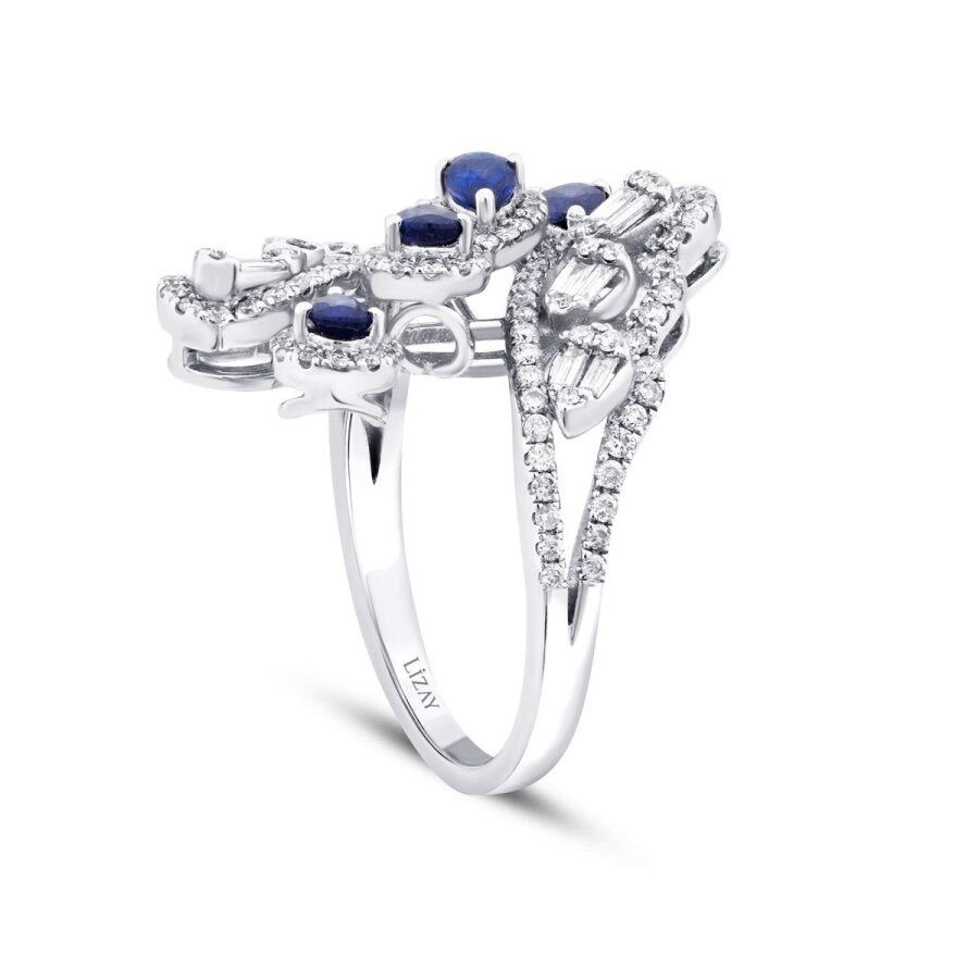 2,07 Carat Diamond Pear Sapphire Trend Ring