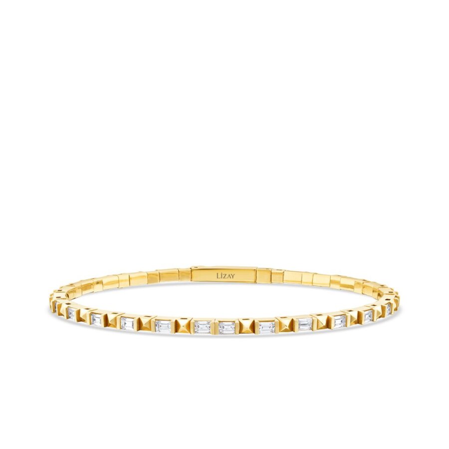 Gold Baguette Clasp Bangle