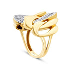 Gold Stone Geometric Link Ring