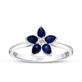 0,56 Carat Diamond Pear Sapphire Flower Ring