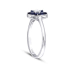 0,56 Carat Diamond Pear Sapphire Flower Ring