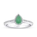 0,59 Carat Diamond Pear Emerald Ring