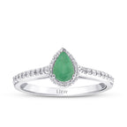 0,59 Carat Diamond Pear Emerald Ring