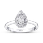 0,17 Carat Diamond Baguette Pear Trend Ring