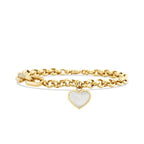 Gold White Enamel Heart Chain Bracelet