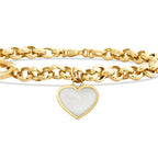 Gold White Enamel Heart Chain Bracelet
