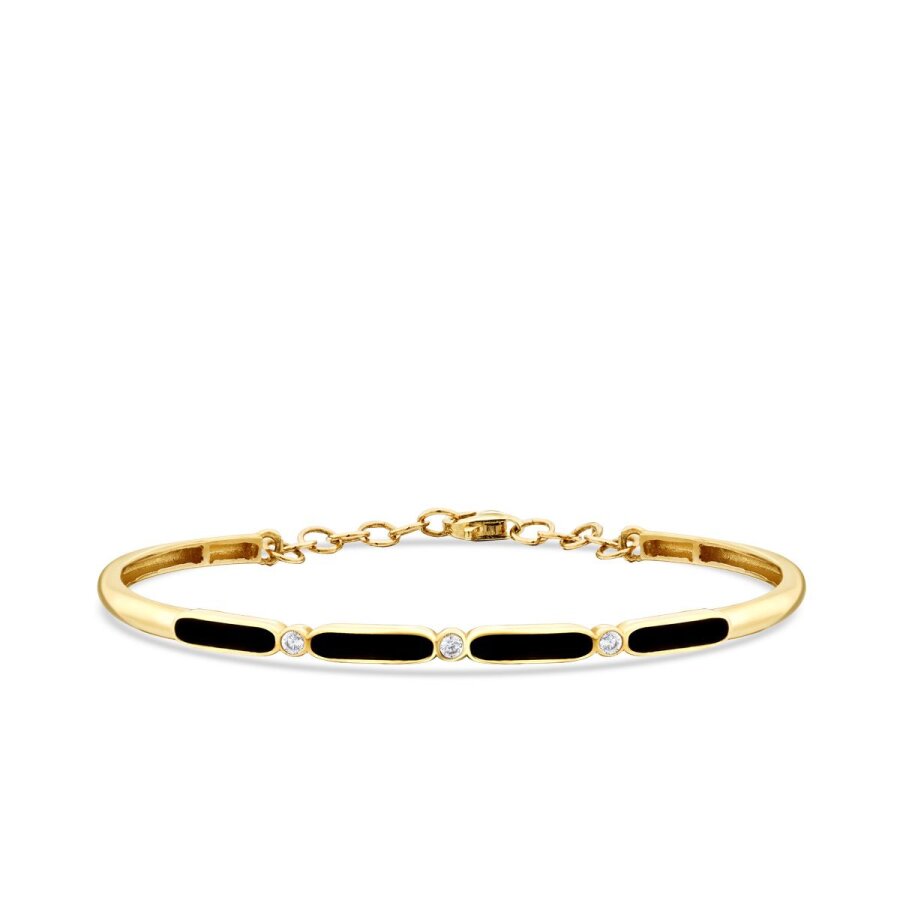Gold Stone Black Enamel Bangle