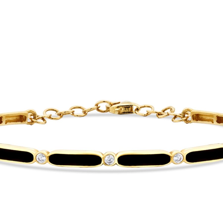 Gold Stone Black Enamel Bangle