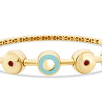 Gold Stone Blue Enamel Beaded Cuff
