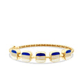 Gold Stone Navy and White Enamel Square Cuff