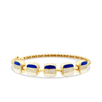 Gold Stone Navy and White Enamel Square Cuff