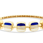 Gold Stone Navy and White Enamel Square Cuff