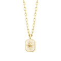 Gold Stone White Enamel North Star Plate Necklace