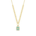 Gold Stone Blue Enamel Star Plate Necklace