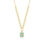 Gold Stone Blue Enamel Star Plate Necklace