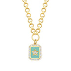 Gold Stone Blue Enamel Star Plate Necklace