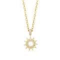 Gold Stone White Enamel Sun Necklace