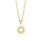 Gold Stone White Enamel Sun Necklace
