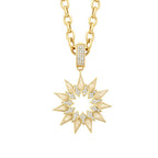Gold Stone White Enamel Sun Necklace