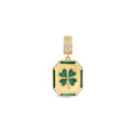 Gold Stone Clover Green Enamel Lucky Pendant